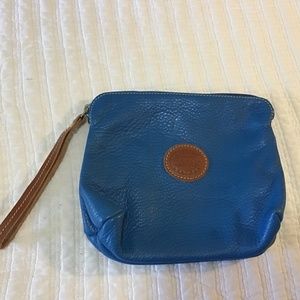 Roots Blue Leather Wristlet Pouch NWOT